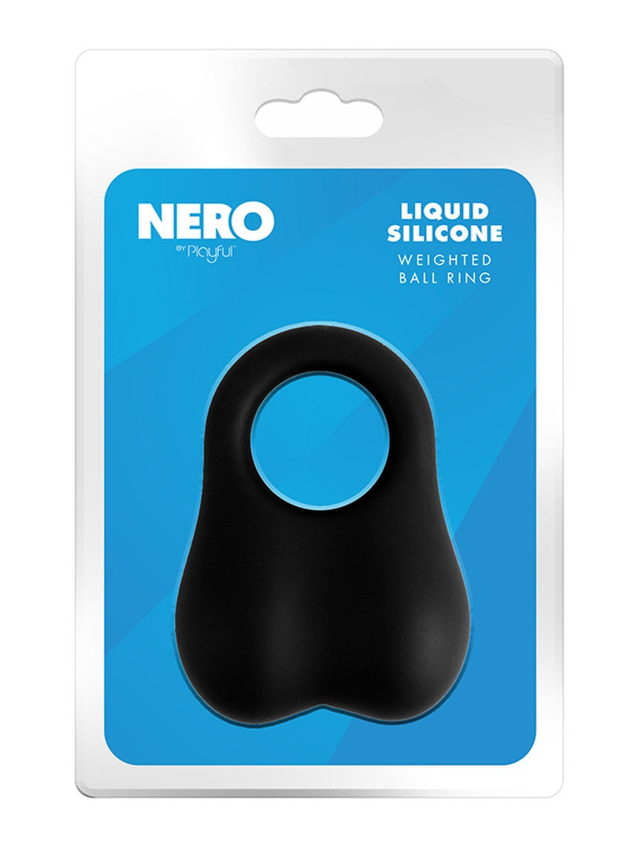 Playful Nero Liquid Silicone Weighted Ball Ring Stretchy Cock Rings