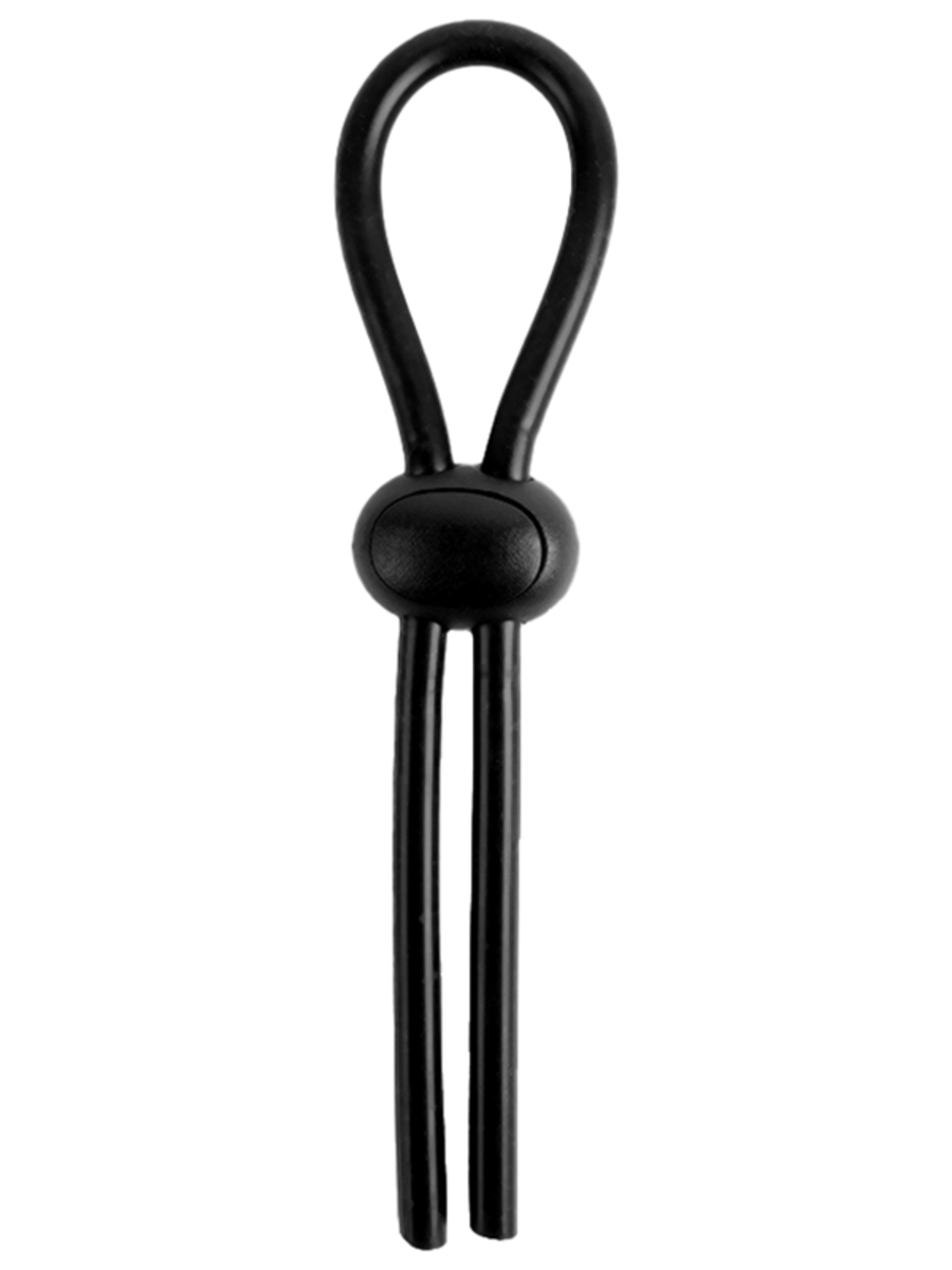 Playful Nero Adjustable Silicone Short Lasso Cock Ring Black Stretchy Cock Rings