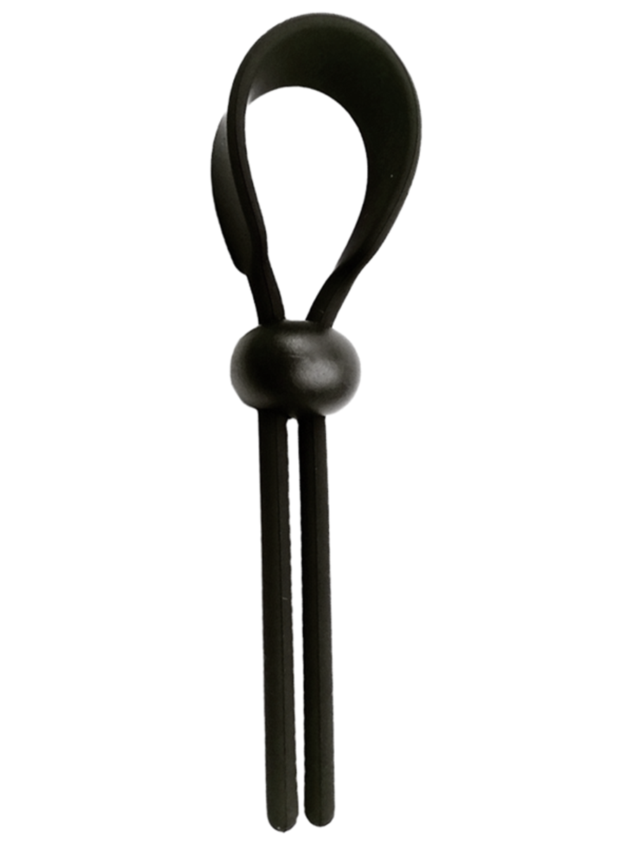 Playful Nero Adjustable Silicone Wide Lasso Cock Ring Black Stretchy Cock Rings