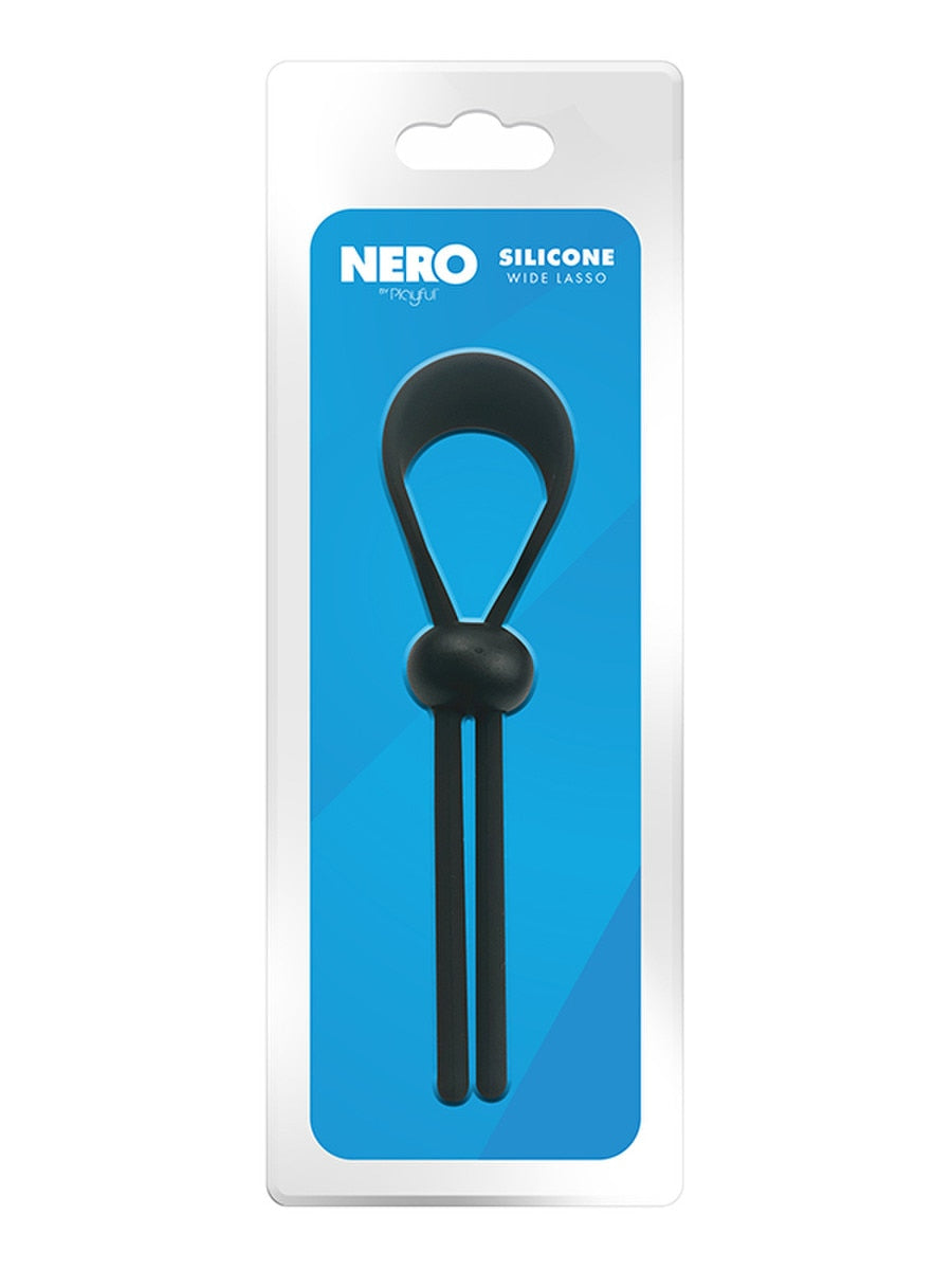 Playful Nero Adjustable Silicone Wide Lasso Cock Ring Stretchy Cock Rings