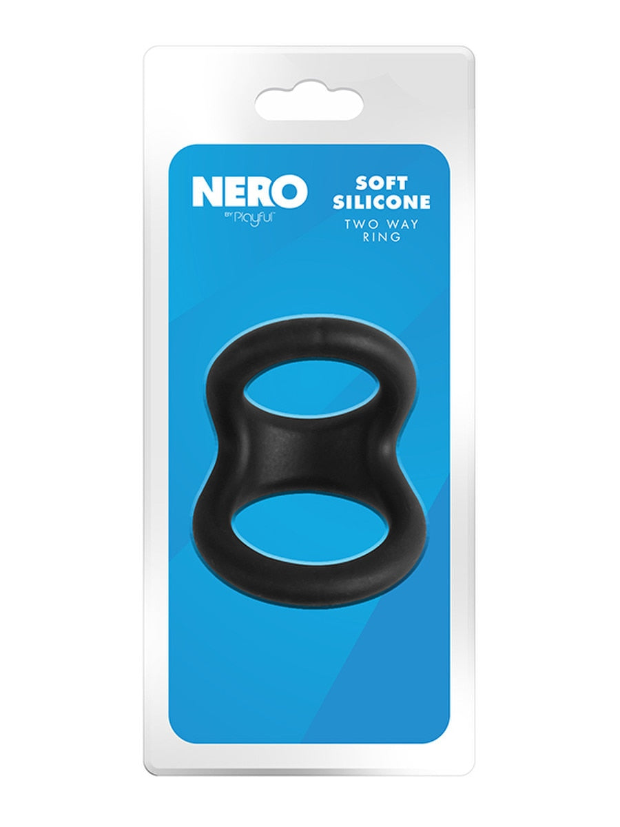 Playful Nero Soft Silicone Two Way Cock Ring Stretchy Cock Rings