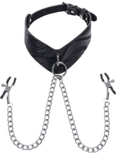 Sportsheets Velvet Noir Collar and Removable Clamps Collars and Leads