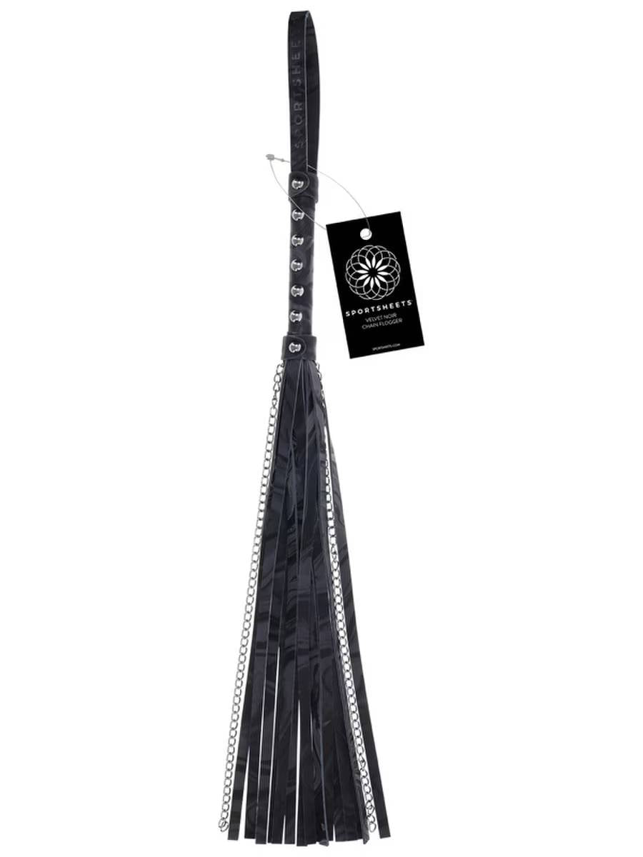 Sportsheets Velvet Noir Chain BDSM Play Flogger Whips And Crops