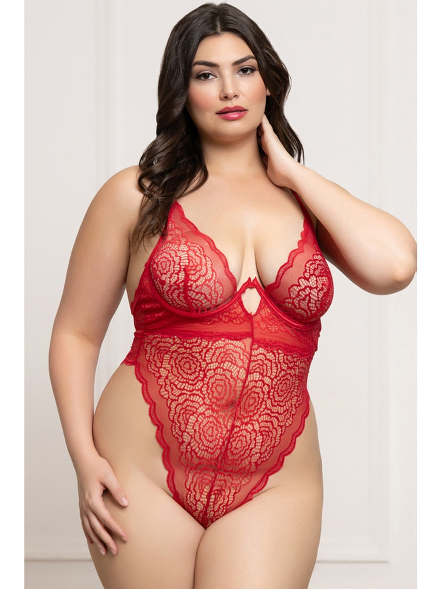 Seven Til Midnight Sexy Floral Lace Womens Teddy OSX - Teddies and Bodysuits