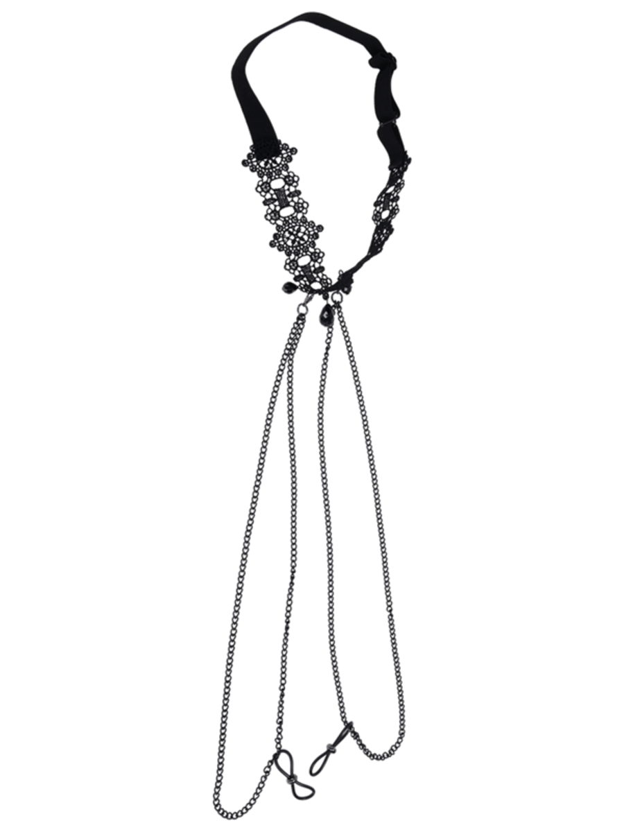 Sportsheets Sex and Mischief Lace Collar with Nipple Ties Collars and Leads