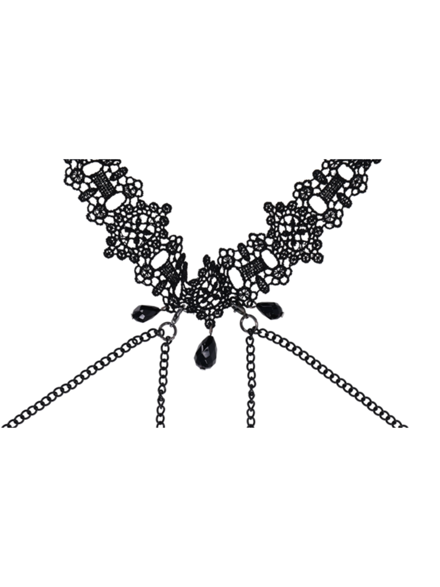 Sportsheets Sex and Mischief Lace Collar with Nipple Ties Collars and Leads