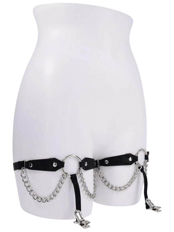 Sportsheets Sex and Mischief Chain Lace Garters Black Her Fetish