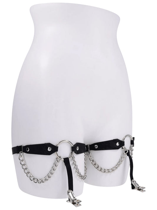 Sportsheets Sex and Mischief Chain Lace Garters Black Her Fetish