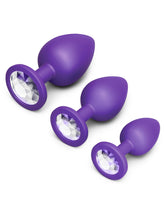 b-Vibe Jewel Butties 3 Piece Anal Training Set Purple Butt Plugs