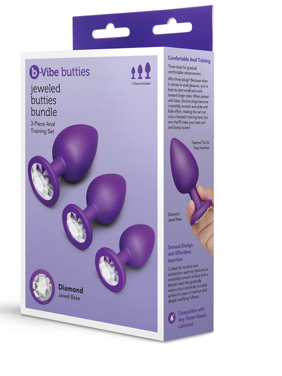 b-Vibe Jewel Butties 3 Piece Anal Training Set Butt Plugs