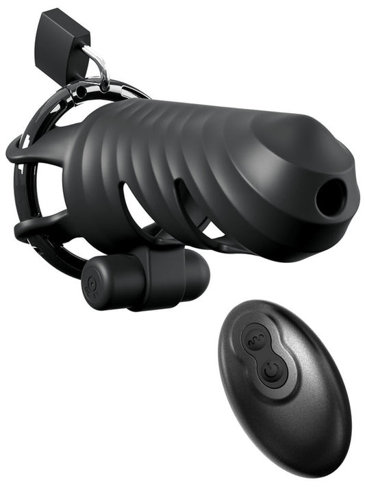 Fantasy C-Ringz Remote-Controlled Vibrating Cock Blocker Black Male Chastity