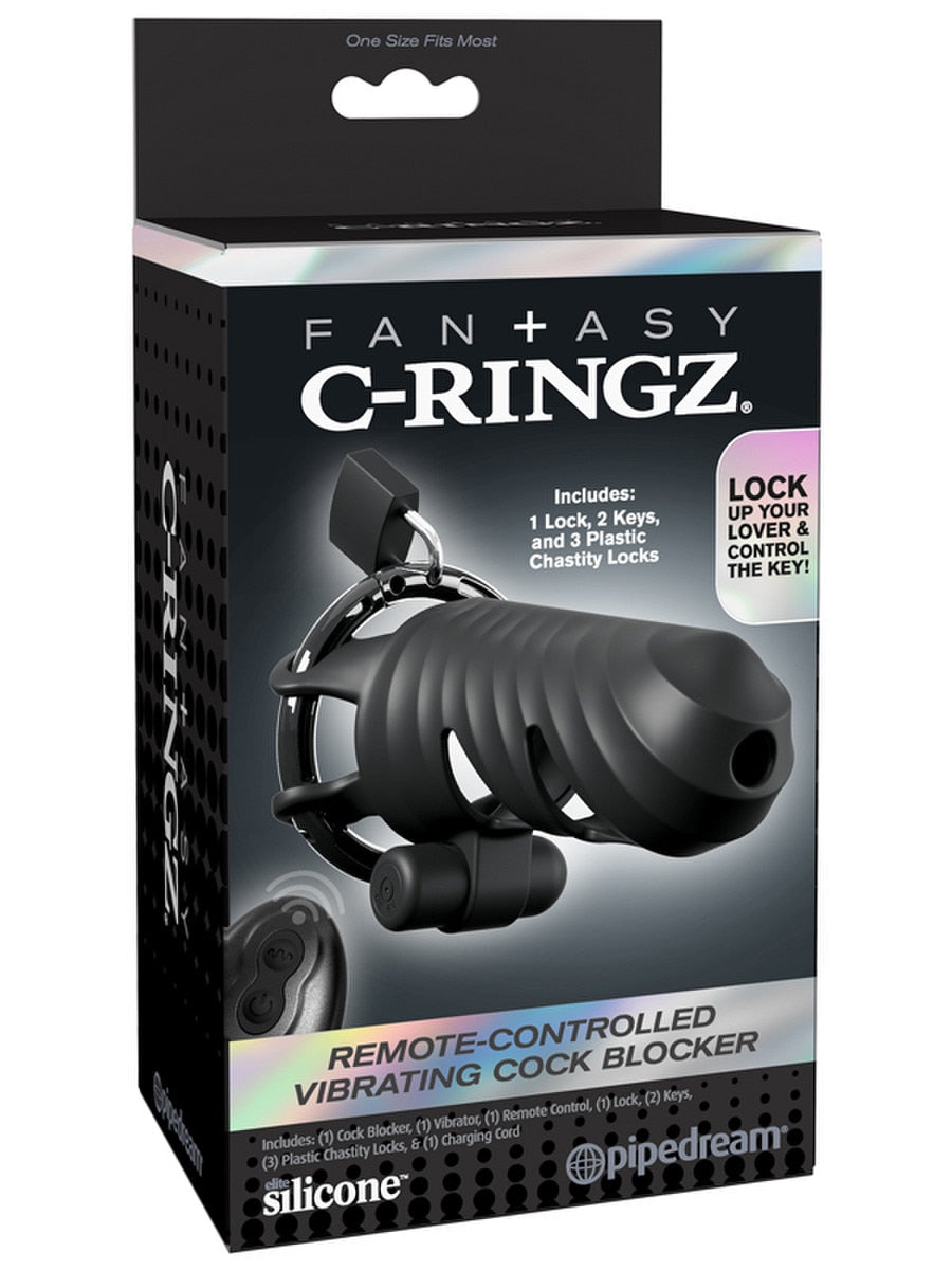 Fantasy C-Ringz Remote-Controlled Vibrating Cock Blocker Male Chastity