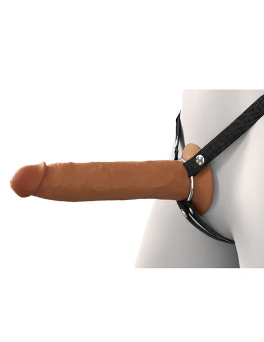 Pipedream FX Elite 9in Silicone Hollow Strap-On Dual Density Brown Strap On Sextoys