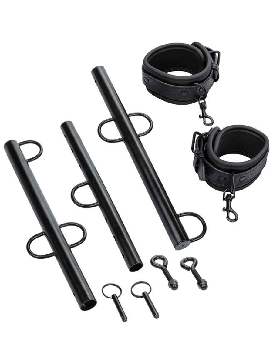 CalExotics Nocturnal Collection Spreader Bar with Cuffs Black Spreaders and Hangers