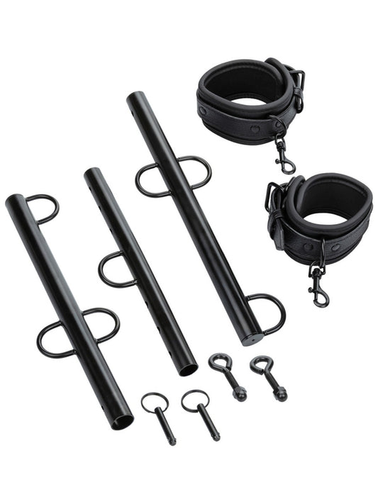 CalExotics Nocturnal Collection Spreader Bar with Cuffs Black Spreaders and Hangers