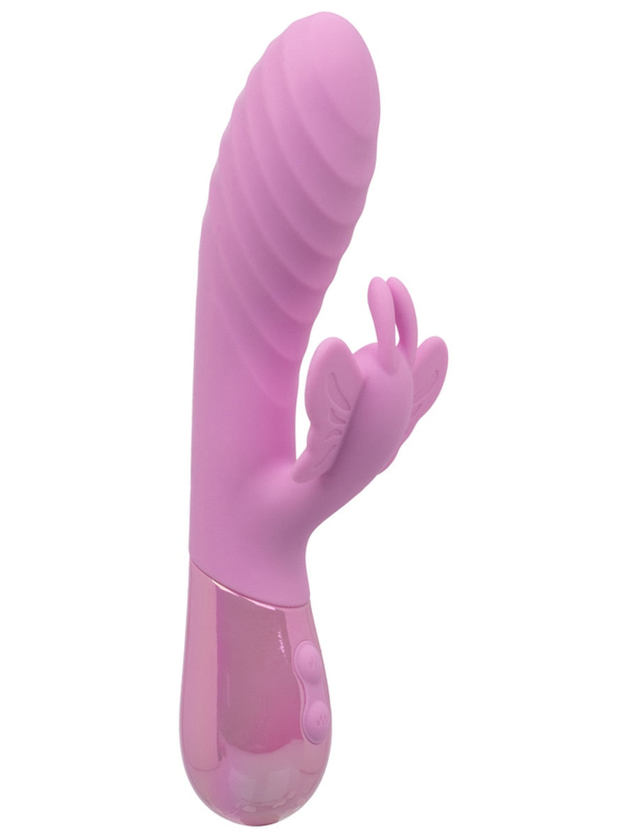 CalExotics Aura Dual Flutter 10 Function Rabbit Vibrator Pink Rabbit Vibrators