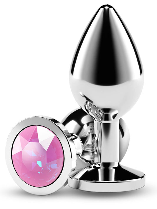 NS Novelties Rear Assets Silver Coloured Gem Butt Plug Medium - Butt Plugs