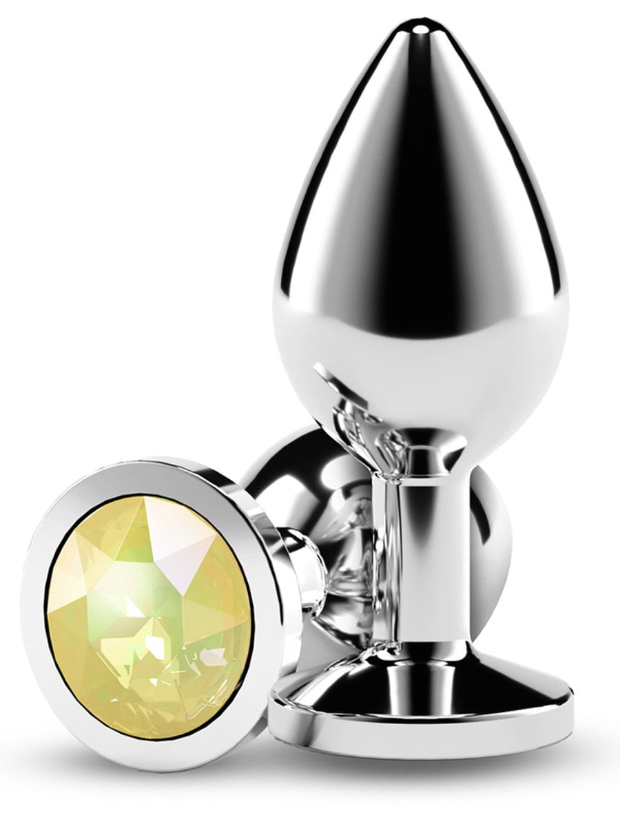 NS Novelties Rear Assets Silver Coloured Gem Butt Plug Medium - Butt Plugs