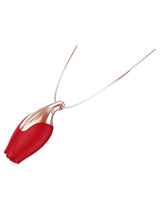 Full Circle Patina Vibrating Rose Necklace Clit Vibe Red Clit Ticklers and Pulsators