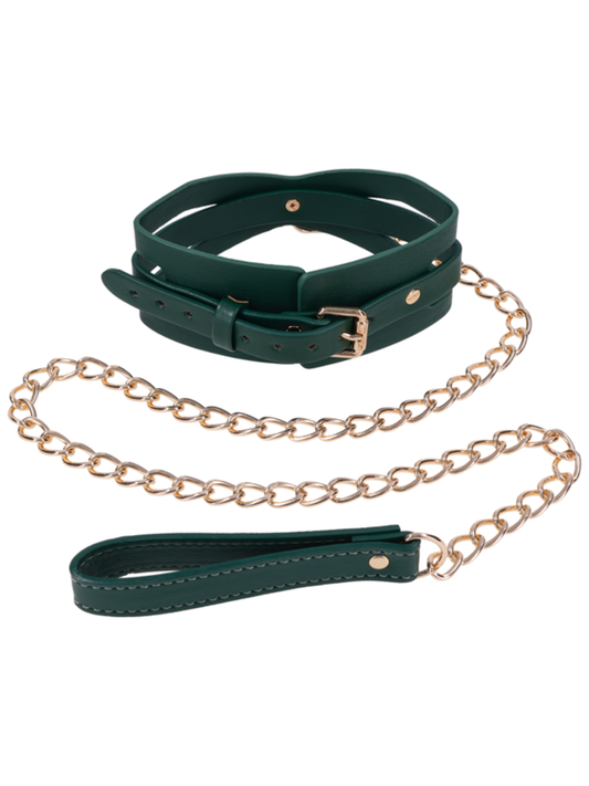 Sportsheets Indica Cutout BDSM Collar and Leash Emerald Collars and Leads