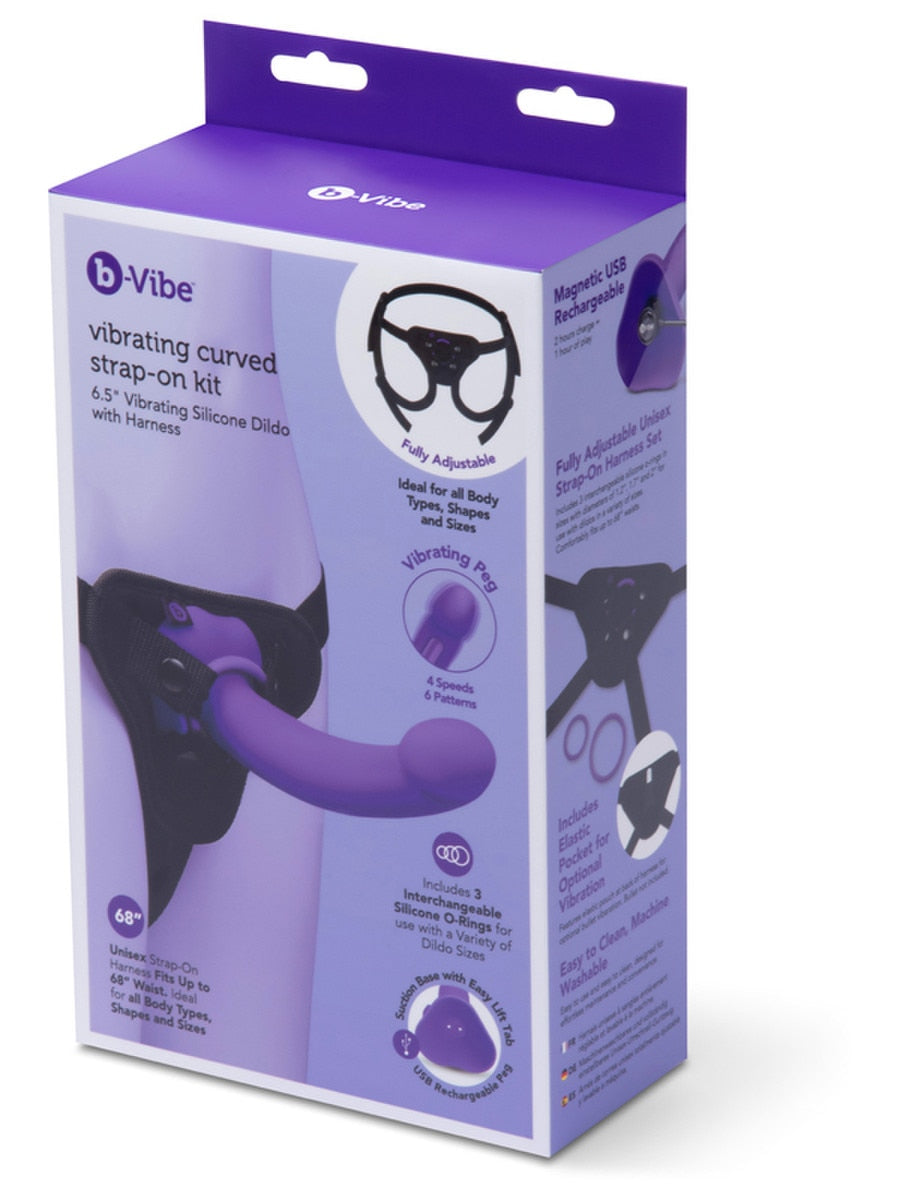 b-Vibe Vibrating Curved Silicone Dildo Strap-On Kit Strap On Sextoys