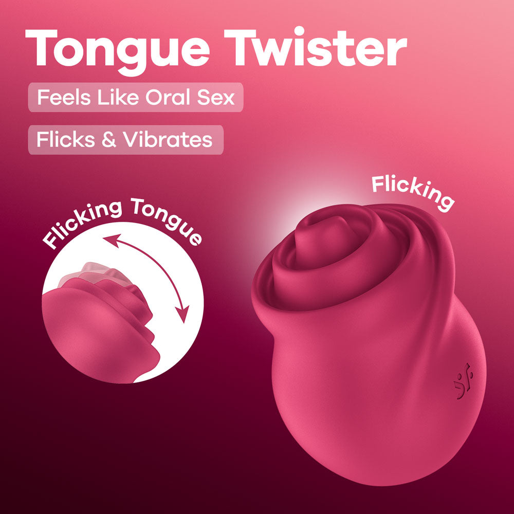 Satisfyer Tongue Twister USB Rechargeable Clit Stimulator Pink Clit Ticklers and Pulsators