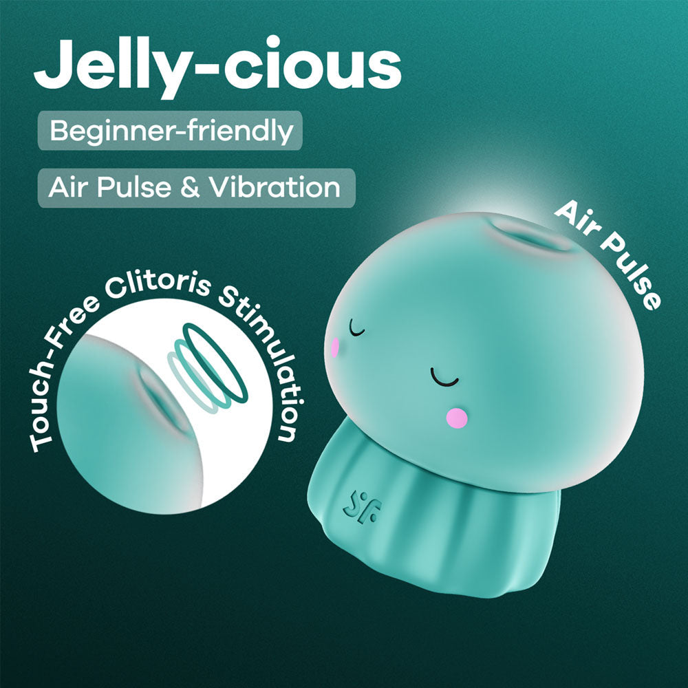 Satisfyer Jelly-cious Rechargeable Air Pulse Clit Stimulator Green Clit Ticklers and Pulsators