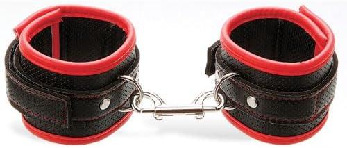 Adam & Eve SCARLET COUTURE BONDAGE CUFFS - Black/Red Cuffs And Restraints