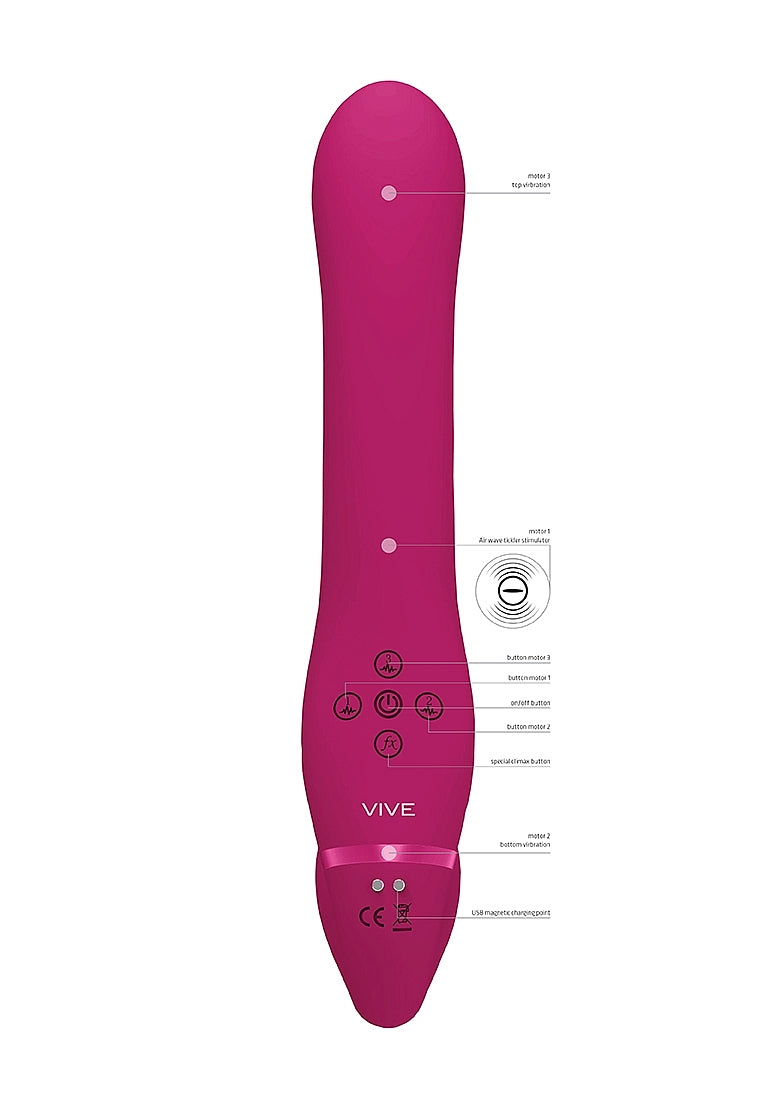 Vive Ai Dual Vibrating & Air Wave Tickler Strapless Strap On Strap On Sextoys