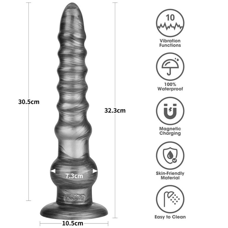 Lovetoy King Sized Vibrax Slider Vibrating Dildo Grey Vibrating Dildos