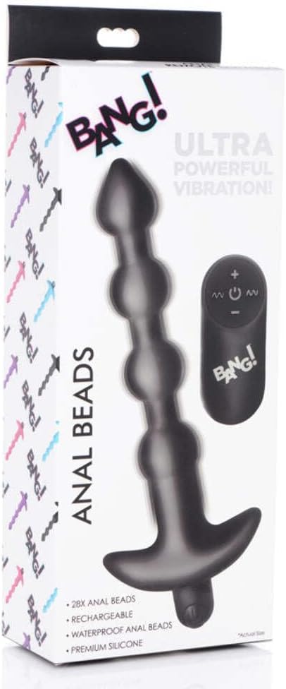 XR Brands Bang Remote Control Vibrating Anal Beads Black Anal Beads and Balls