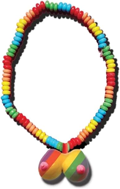 Rainbow Edible Boobie Candy Necklace - Party Gifts and Novelties