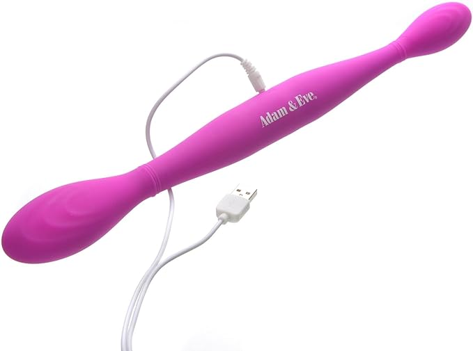 Adam and Eve The Joy Stick USB Rechargeable Dual Vibrating Double Dong 14.5 Inch Purple Vibrating Dildos