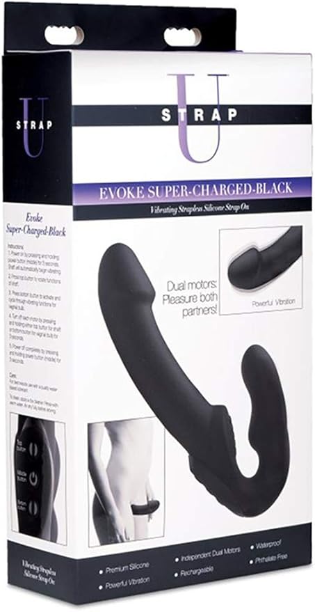 Strap U Evoke Rechargeable Vibrating Silicone Strapless Strap On Sex Toy Strap On Sextoys