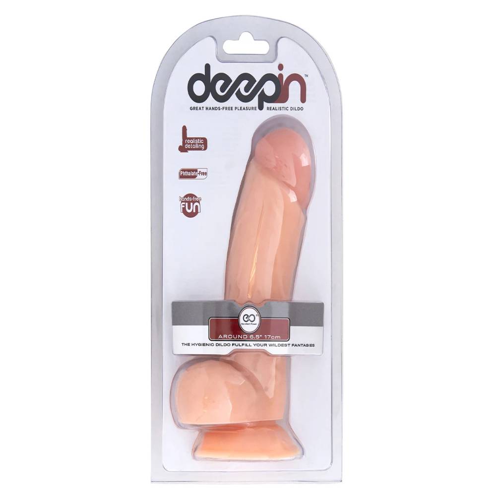DeepIn Suction Cup Base Realistic Dong With Balls Flesh Realistic Dildos