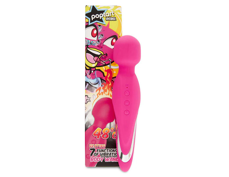 Poptart Rebel Rechargeable Warming Body Wand Massager Pink Body Wands
