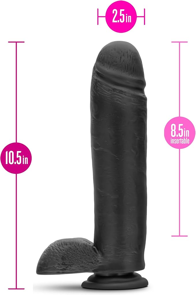 Au Naturel Bold Huge Suction Cup Realistic Dildo Black 10.5 Inch Realistic Dildos