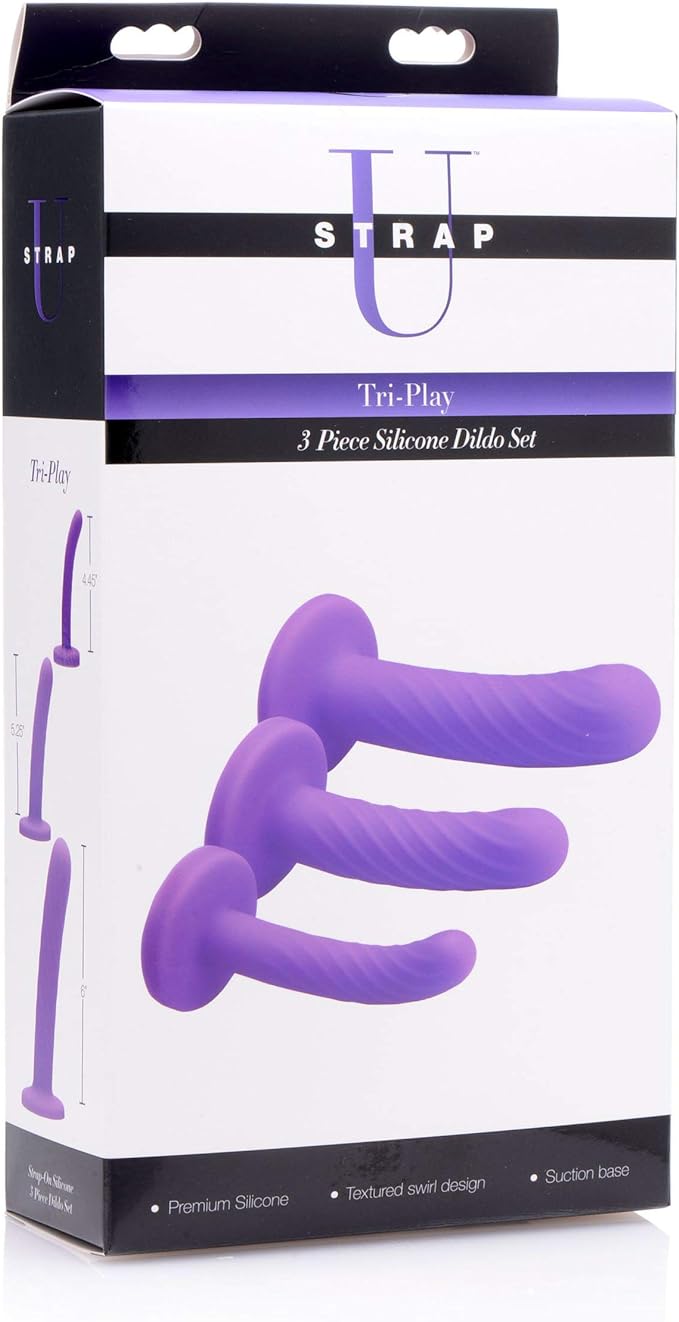 Strap U Tri Play Silicone Dildo Set 3 Piece Realistic Dildos