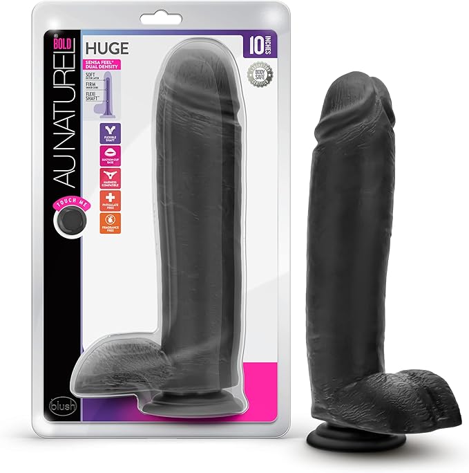 Au Naturel Bold Huge Suction Cup Realistic Dildo Black 10.5 Inch Realistic Dildos