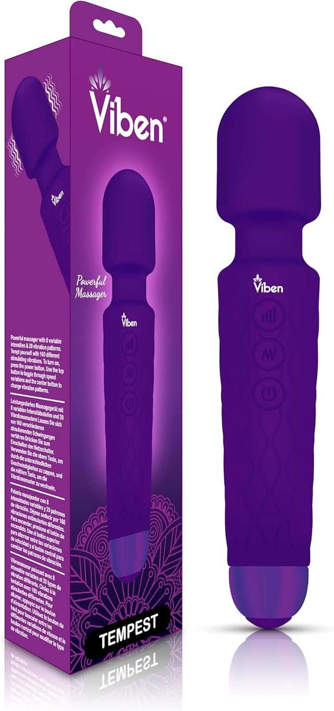 Viben Tempest 20 Function Travel Body Wand Massager Violet Body Wands