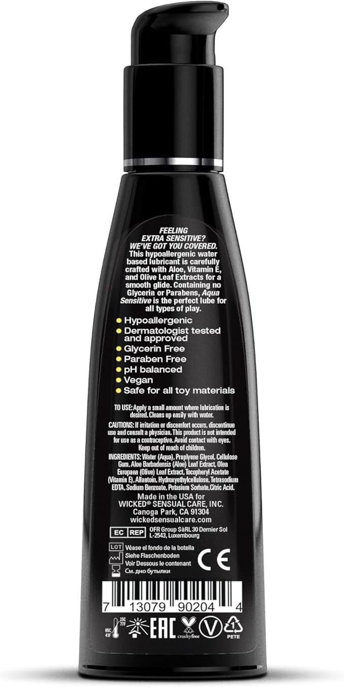 Wicked Aqua Sensitive Water Based Lubricant 240ml Water Based Lubes