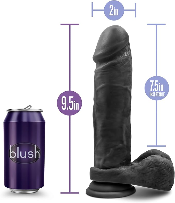 Au Naturel Bold Massive Realistic Dildo With Balls Black 9 Inch Realistic Dildos