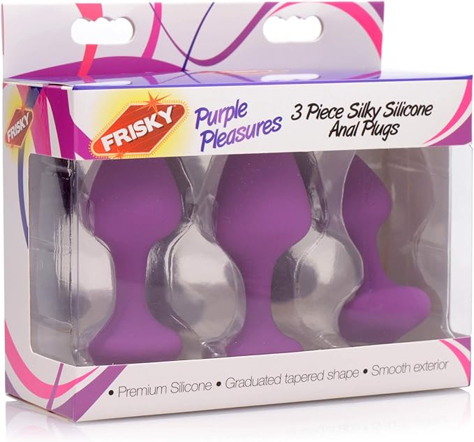 Frisky Purple Pleasures Silicone Anal Plugs 3 Piece Butt Plugs