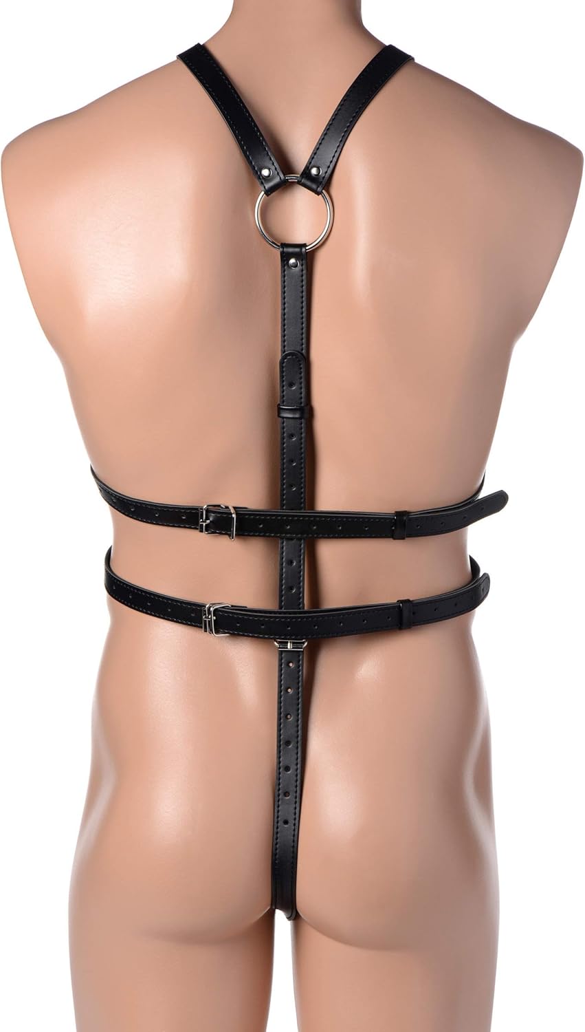 Strict Male Full Body Bondage Play Harness Cuffs And Restraints