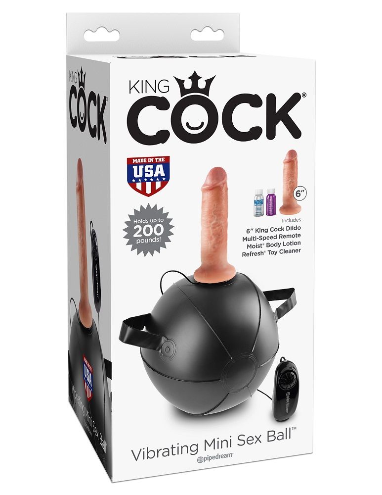 King Cock Vibrating Mini Sex Ball with 6 Inch Dildo Flesh Sex Machines