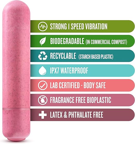 Blush Novelties Gaia Eco Multi Speed Bullet Vibrator Coral Pink Bullet Vibrators