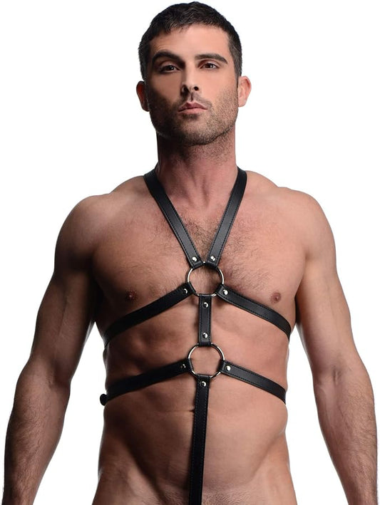 Strict Male Full Body Bondage Play Harness - Cuffs And Restraints