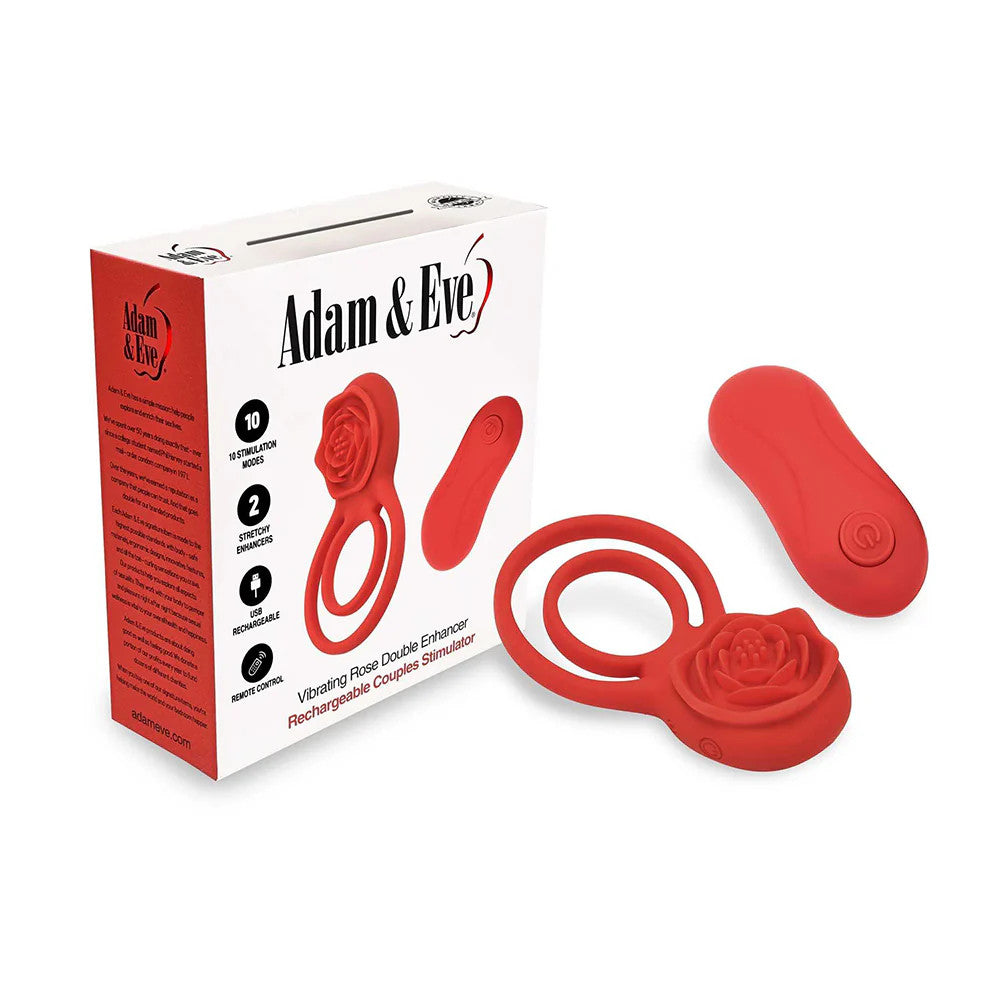 Adam & Eve Double Ring Vibrating Rose Cock Ring Vibrating Cock Rings