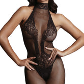 Le Desir Fishnet & Lace Bodystocking Black OS Body Stockings