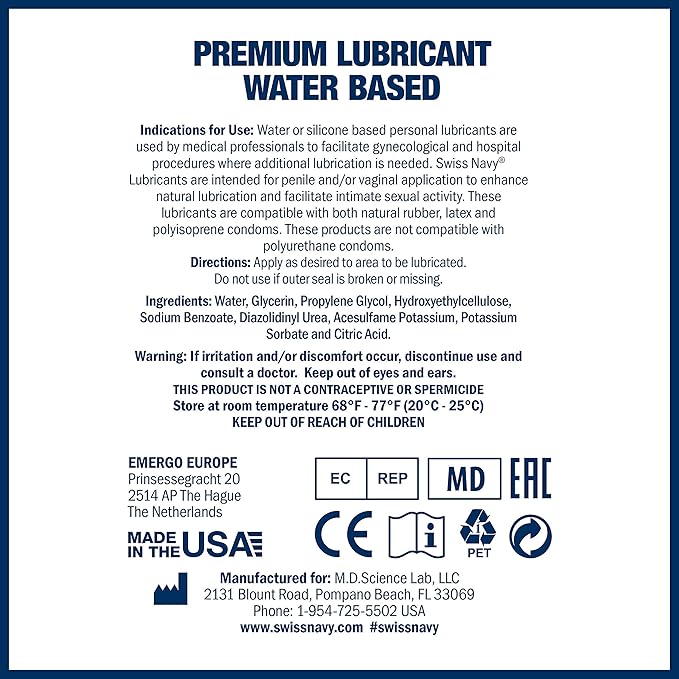 Swiss Navy Water Based Adult Lubricant 3.8L Water Based Lubes